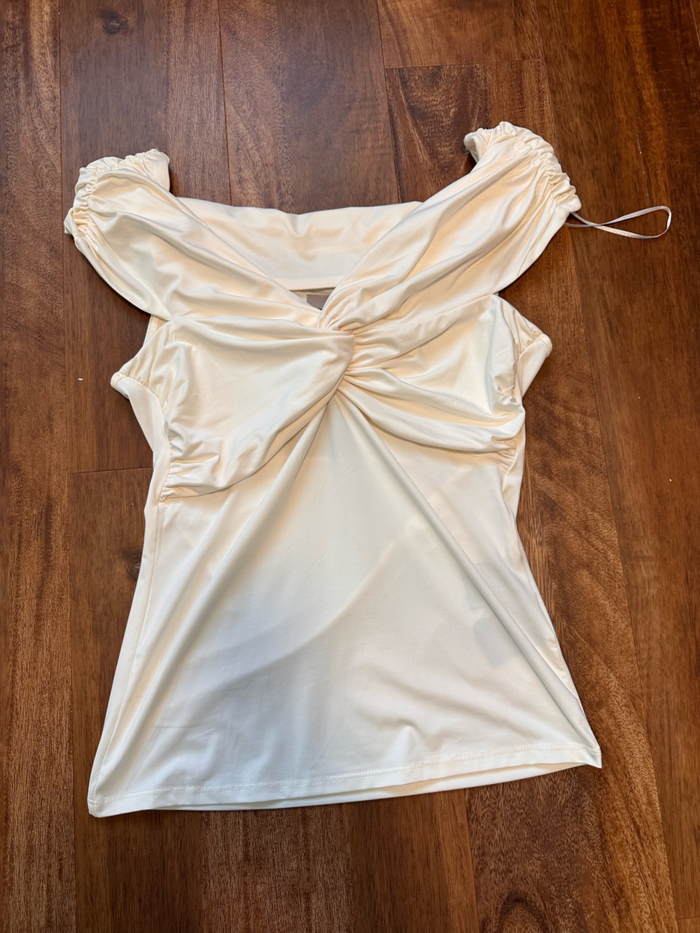 H&M Cream Twist-Front Off-Shoulder Top